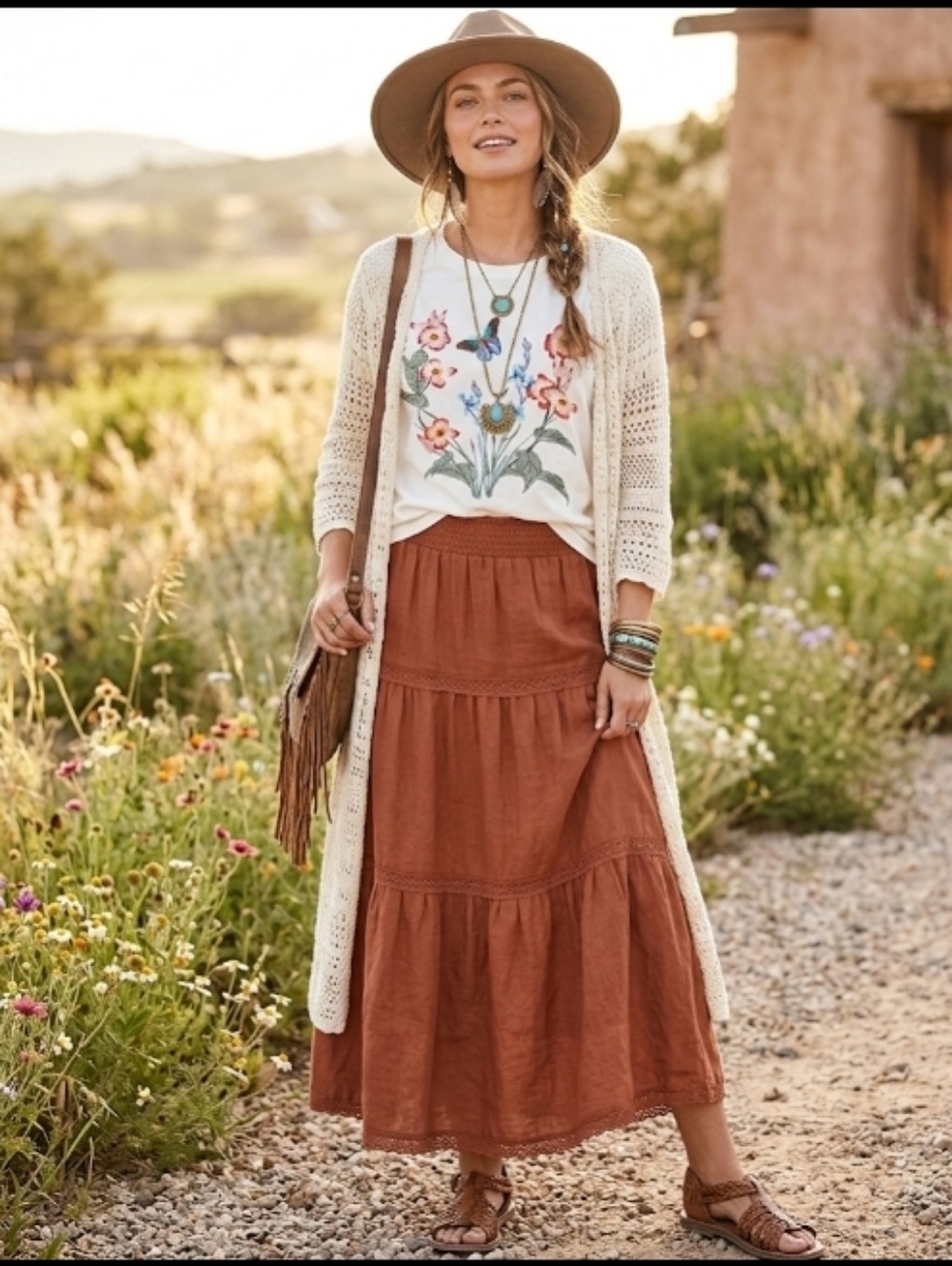 #003 - On Twelfth Floral Embroidered White T-Shirt, Small